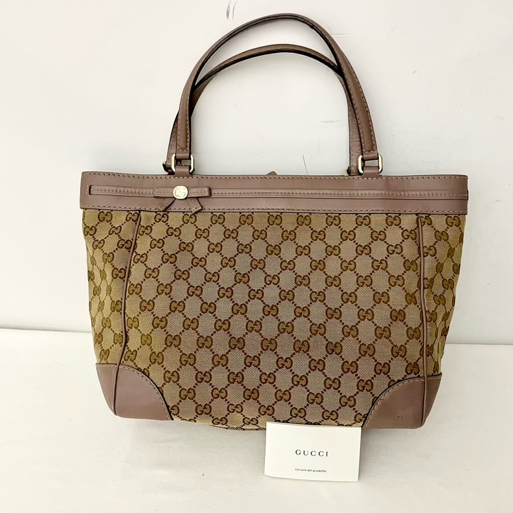 Authentic Gucci brown monogram canvas tote bag